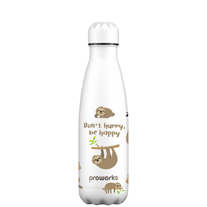 Don't Hurry Be Happy Sloth Water Bottle - White