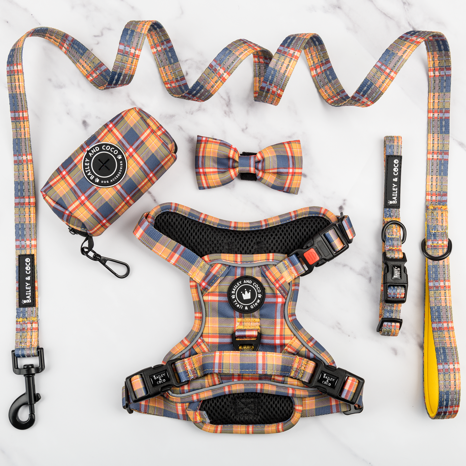 Set di pettorine per cani Trail & Glow® - Tartan rustico - M - Bailey and  Coco (UK)