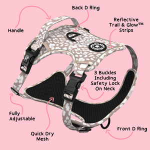 Trail & Glow® Dog Harness - Mocha Leopard