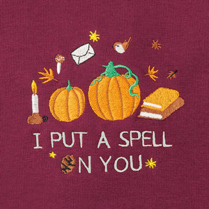 Embroidered I Put A Spell On You Organic Hoodie - Burgundy.