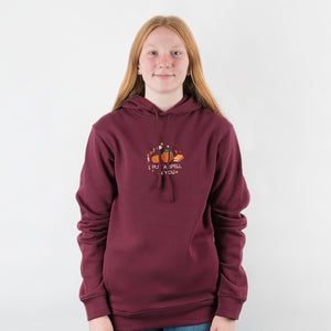 Embroidered I Put A Spell On You Organic Hoodie - Burgundy.
