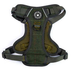 Trail & Glow Tweed Dog Harness - Forest Tweed