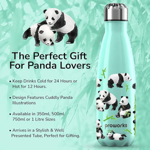 Panda-Monium Water Bottle - Metallic Green - 500ml