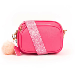 Crossbody Dog Walking Bag - Vegan Leather - Hot Pink - Bailey and Coco (UK)