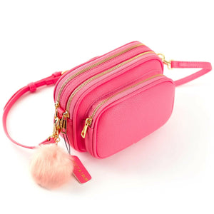 Crossbody Dog Walking Bag - Vegan Leather - Hot Pink - Bailey and Coco (UK)