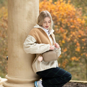 Crossbody Dog Walking Bag - Vegan Leather - Latte - Bailey and Coco (UK)