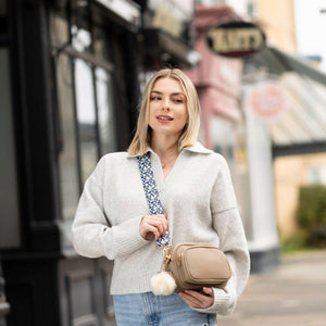 Crossbody Dog Walking Bag - Vegan Leather - Latte - Bailey and Coco (UK)