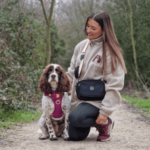 Dog Walking Bag - Black with Bubblegum Tweed Strap - Bailey and Coco (UK)