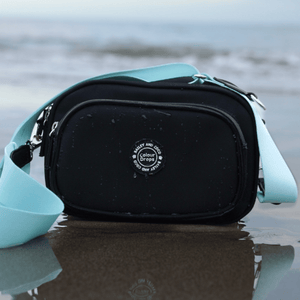 Dog Walking Bag - Black with Ice Teal Strap - Bailey and Coco (UK)