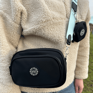 Dog Walking Bag - Black with Ice Teal Strap - Bailey and Coco (UK)