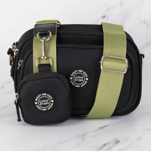 Dog Walking Bag - Black with Khaki Strap - Bailey and Coco (UK)