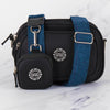 Dog Walking Bag - Black with Sapphire Tweed Strap - Bailey and Coco (UK)