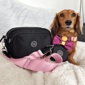 Dog Walking Bag - Black with We're Jammin' Strap - Bailey and Coco (UK)