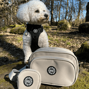 Dog Walking Bag - Latte with Bubblegum Tweed Strap - Bailey and Coco (UK)