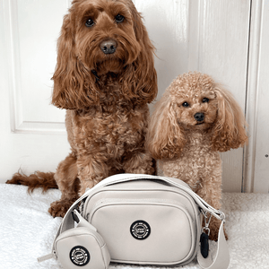 Dog Walking Bag - Latte with Bubblegum Tweed Strap - Bailey and Coco (UK)