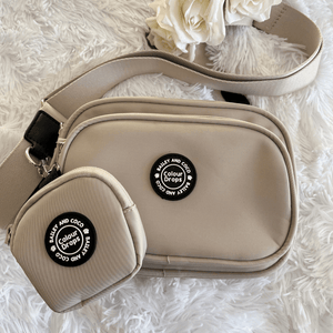 Dog Walking Bag - Latte with Forest Tweed Strap - Bailey and Coco (UK)