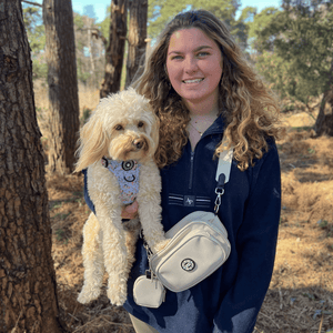 Dog Walking Bag - Latte with Forest Tweed Strap - Bailey and Coco (UK)