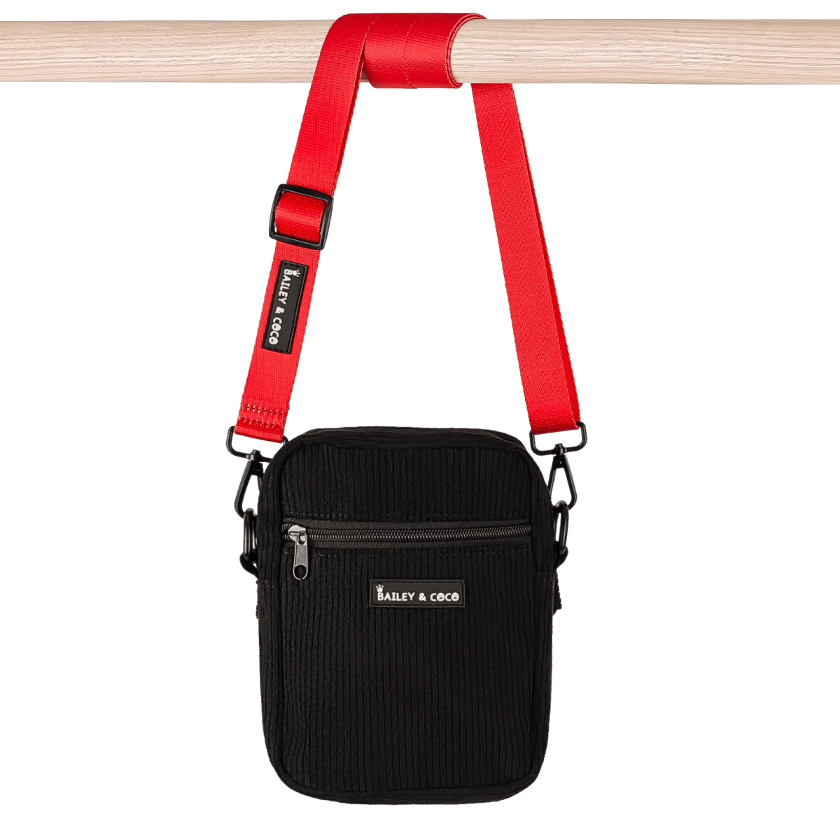 Dog Walking Bag With Red One Strap - Black - Bailey and Coco (UK)