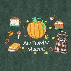 Embroidered Autumn Magic Organic Hoodie - Forest Green - Bailey and Coco (UK)