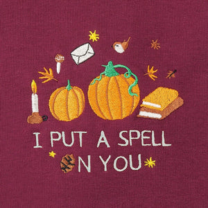 Embroidered I Put A Spell On You Organic Hoodie - Burgundy - Bailey and Coco (UK)