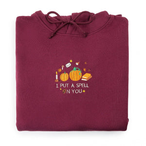 Embroidered I Put A Spell On You Organic Hoodie - Burgundy - Bailey and Coco (UK)