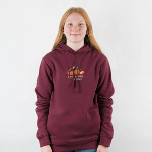 Embroidered I Put A Spell On You Organic Hoodie - Burgundy - Bailey and Coco (UK)