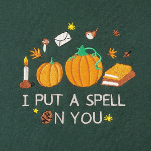 Embroidered I Put A Spell On You Organic Hoodie - Forest Green - Bailey and Coco (UK)