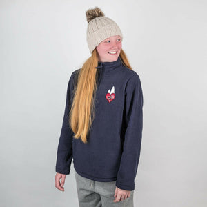 Embroidered Tartan Tales Zip Fleece - Navy - Bailey and Coco (UK)