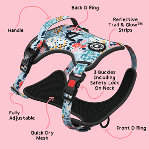 Front Clip Dog Harness - Spring Dreams - Original Design - Bailey and Coco (UK)