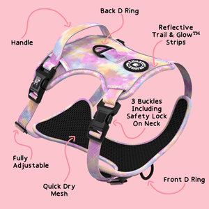 Trail & Glow® Dog Harness - Candy Floss - Bailey and Coco (UK)