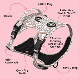 Trail & Glow® Dog Harness - Mocha Leopard - Bailey and Coco (UK)