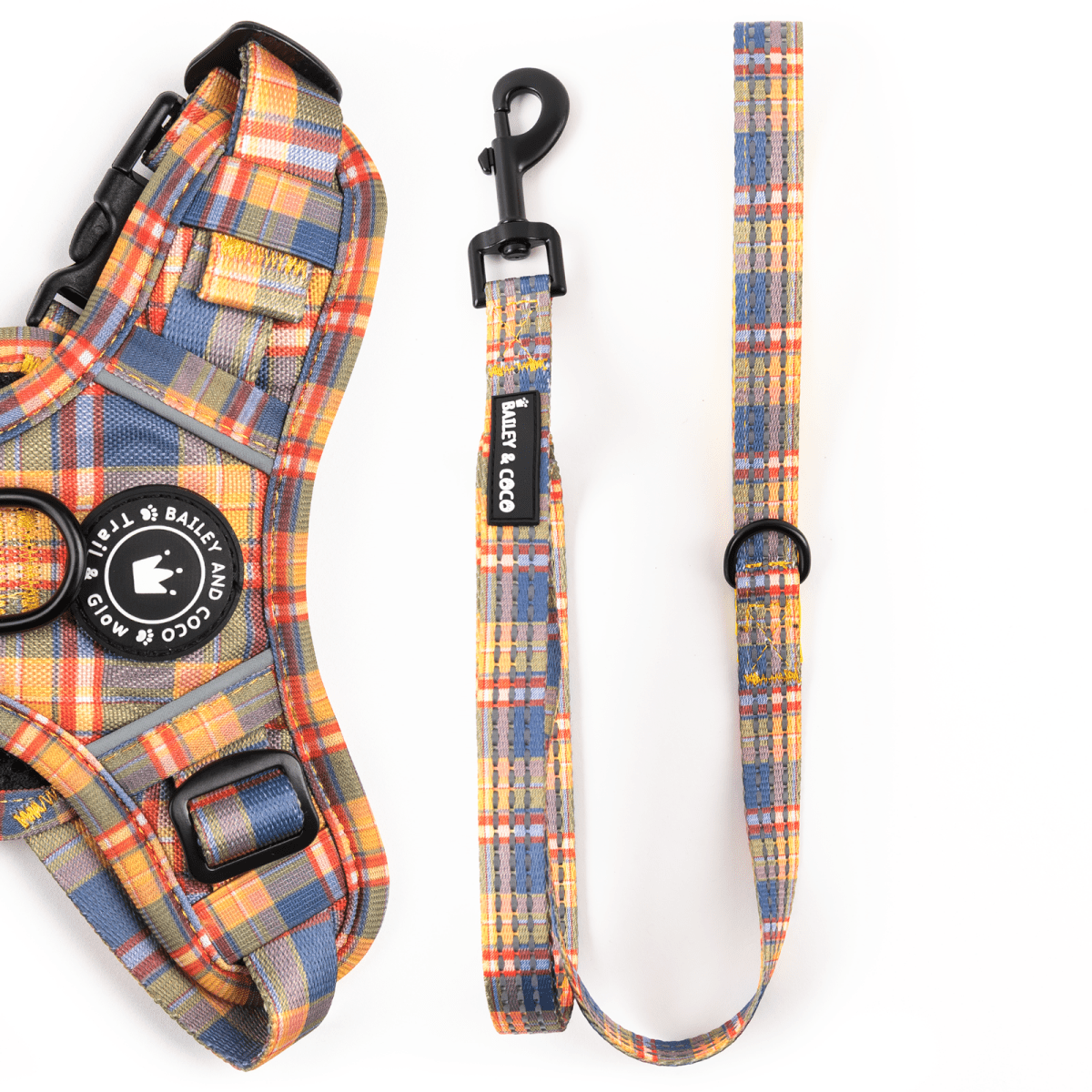 Trail & Glow® Fabric Dog Lead 5ft - Rustic Tartan - Bailey and Coco (UK)