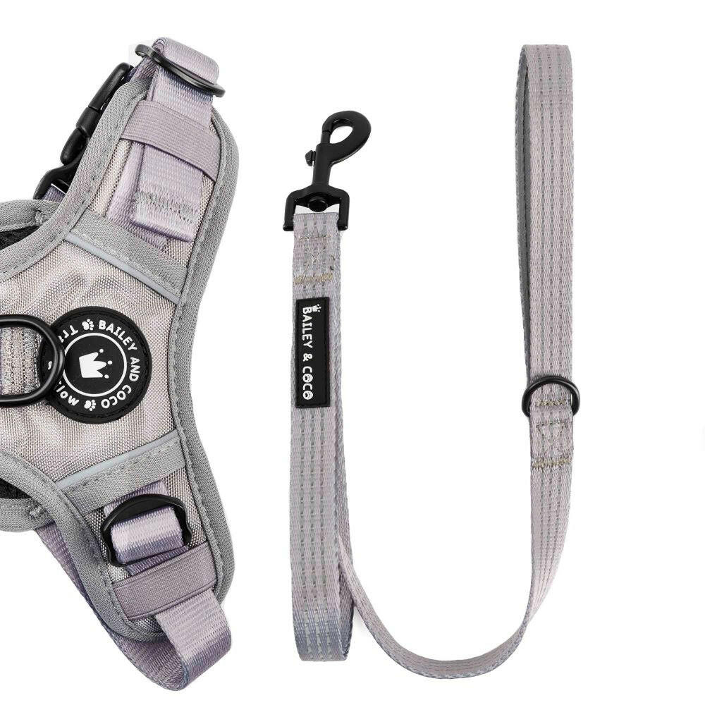 Trail & Glow® Fabric Dog Lead 5ft - The Silver Grey One - Bailey and Coco (UK)