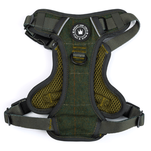 Trail & Glow Tweed Dog Harness - Forest Tweed - Bailey and Coco (UK)