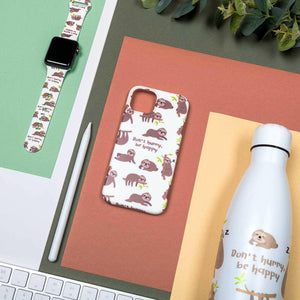 iPhone Case - Sloth Don't Hurry Be Happy Phone Case – White.