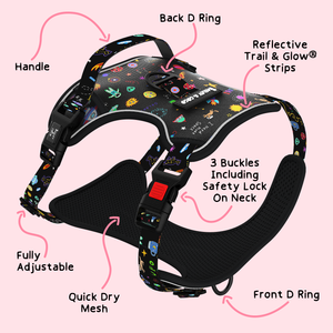 Trail & Glow® Dog Harness - Space Paws.